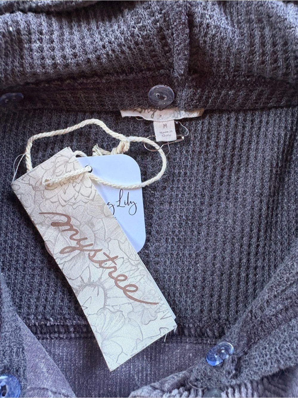 Blue Gray Floral Hooded Corduroy Shacket - Picture 3 of 9